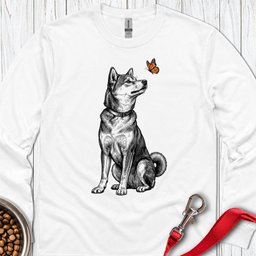 Shiba Inu Butterfly Long Sleeve Shirt Gift For Dog Lover