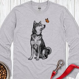 Shiba Inu Butterfly Long Sleeve Shirt Gift For Dog Lover