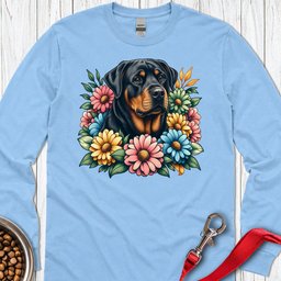 Rottweiler Flower Wreath Long Sleeve Shirt Gift For Dog Lover