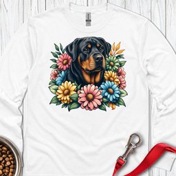 Rottweiler Flower Wreath Long Sleeve Shirt Gift For Dog Lover
