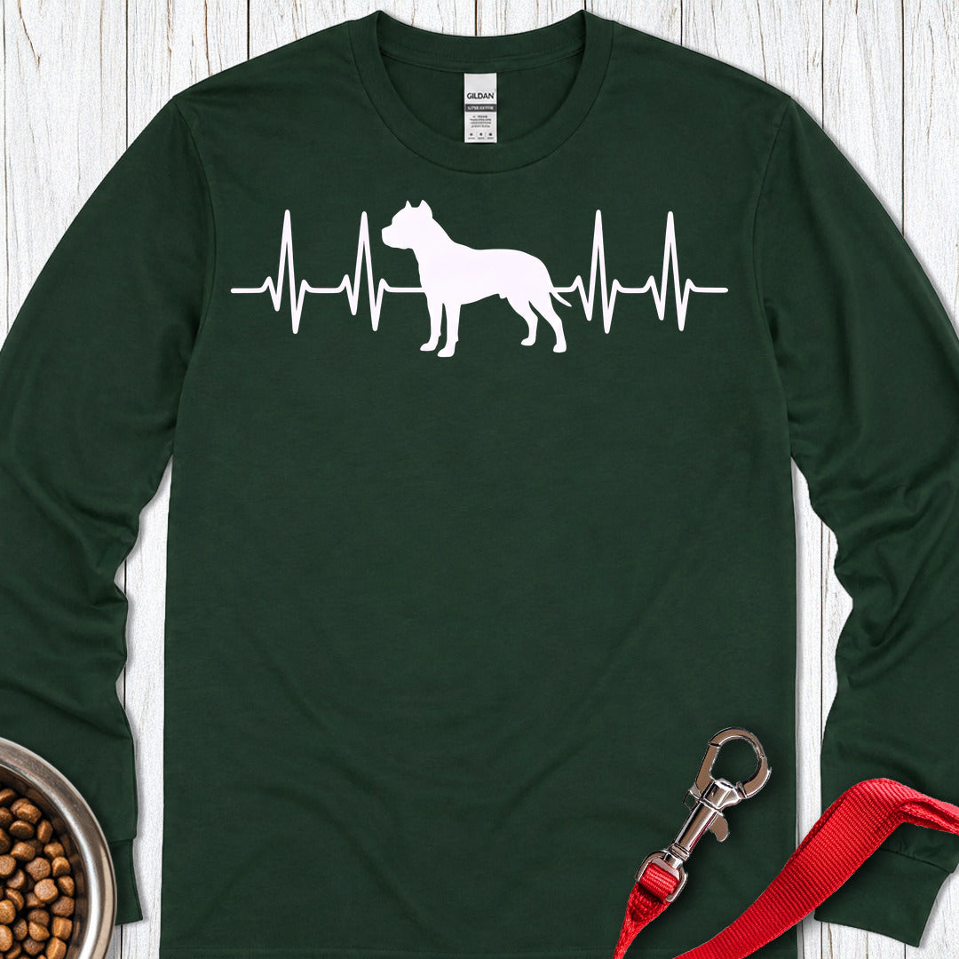 Pitbull Heartbeat Long Sleeve Shirt Gift For Dog Lover