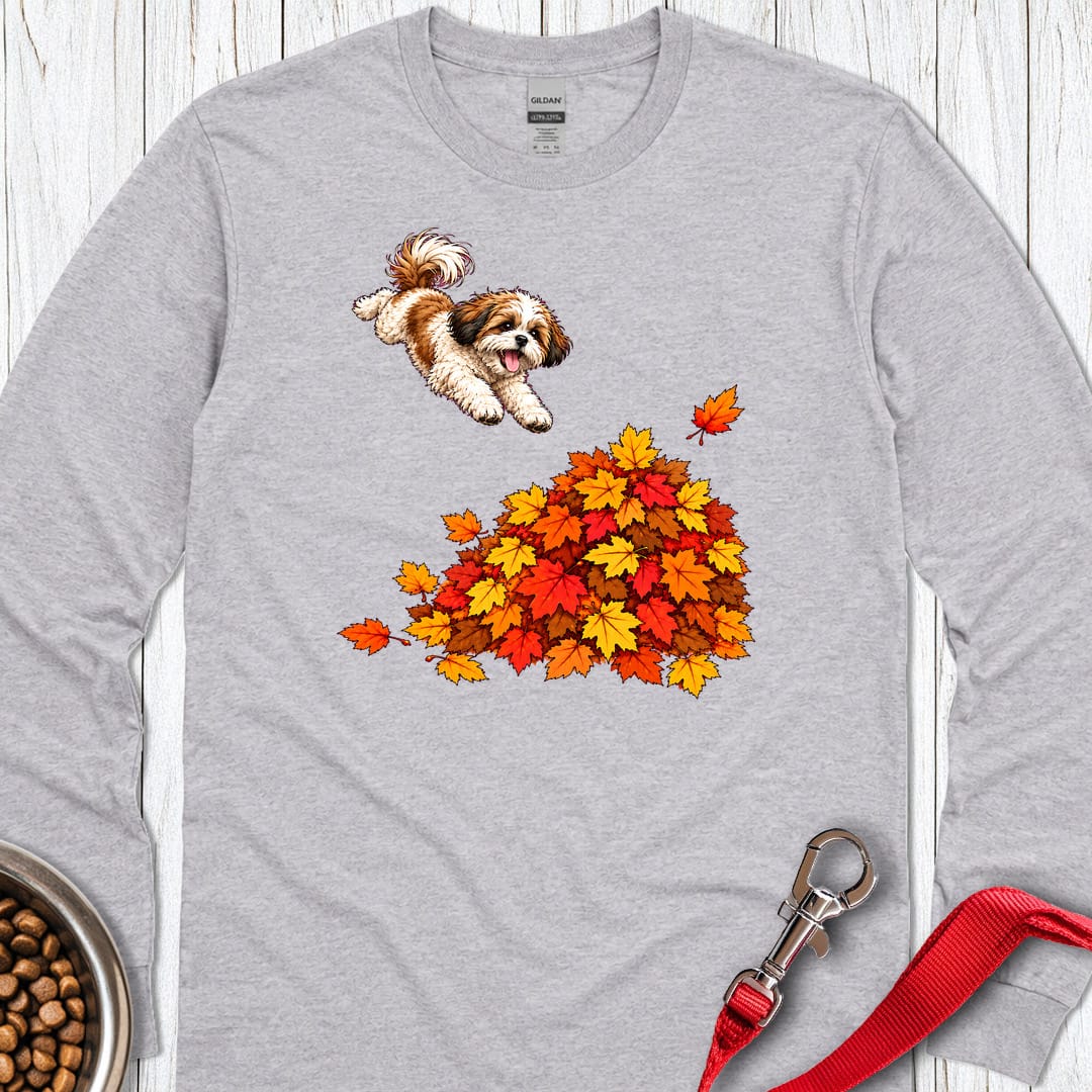 Shih Tzu Fall Leaves Long Sleeve Shirt Gift For Dog Lover
