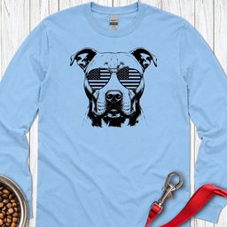 Pitbull Flag Shades Long Sleeve Shirt Gift For Dog Lover