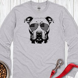 Pitbull Flag Shades Long Sleeve Shirt Gift For Dog Lover