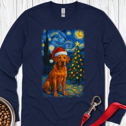 Red Labrador Christmas Van Gogh Long Sleeve Shirt Gift For Dog Lover