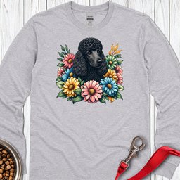 Standard Poodle Flower Wreath Black Long Sleeve Shirt Gift For Dog Lover