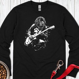 Newfoundland Guitar Long Sleeve Shirt Gift For Dog Lover