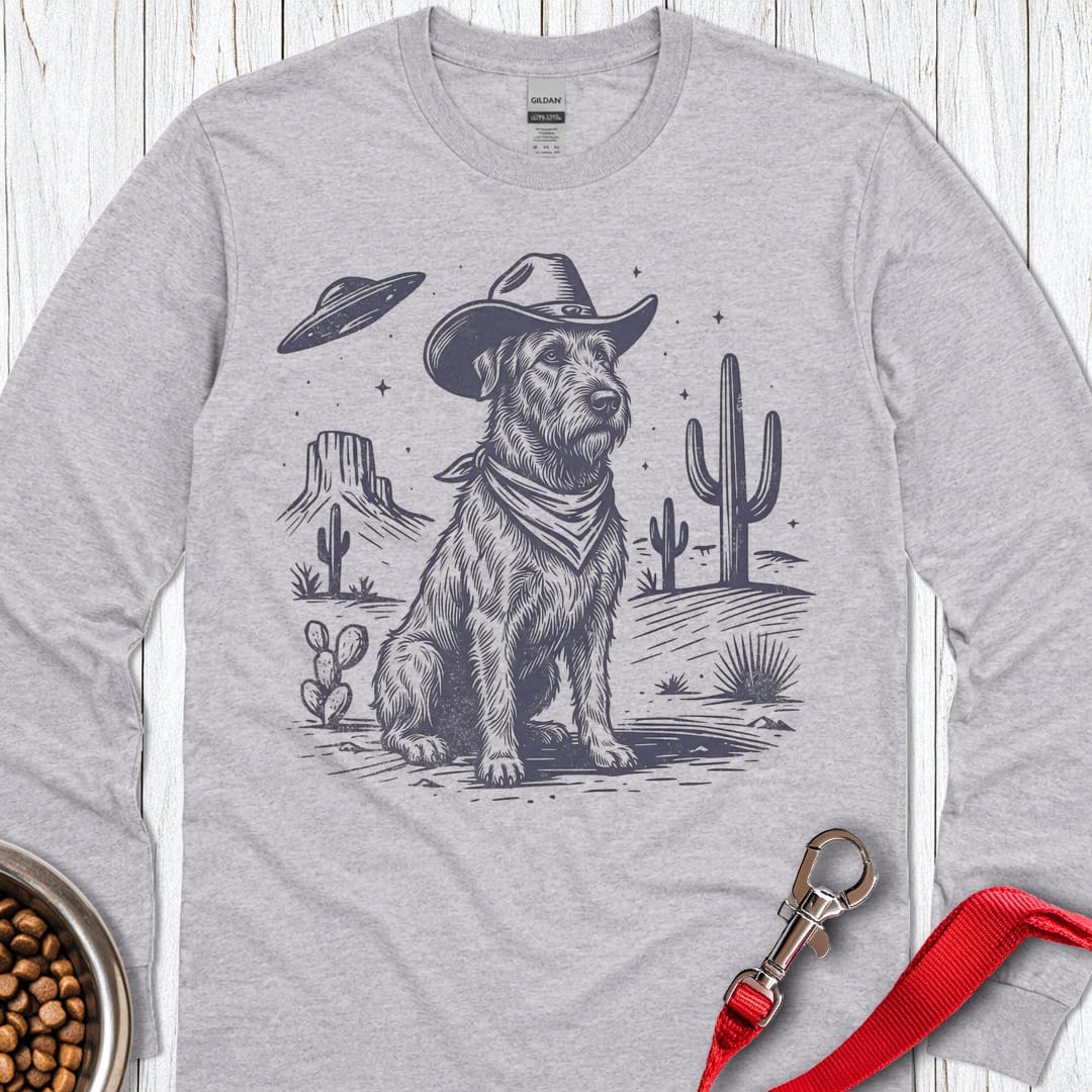 Irish Wolfhound Cowboy Long Sleeve Shirt Gift For Dog Lover