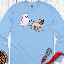 Pitbull Fawn Ghost Walk Long Sleeve Shirt Gift For Dog Lover