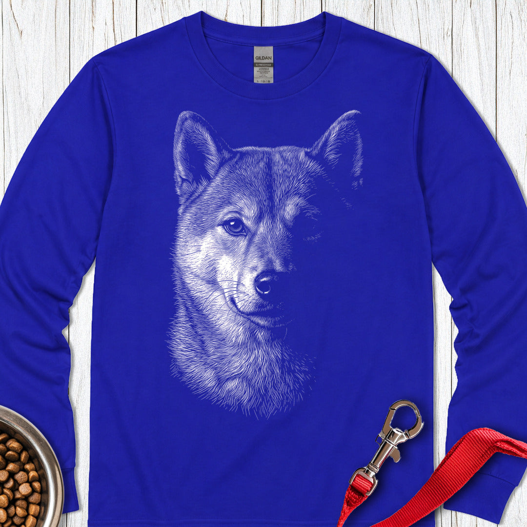 Shiba Inu Engraved Long Sleeve Shirt Gift For Dog Lover
