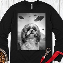 Shih Tzu Ufo Long Sleeve Shirt Gift For Dog Lover