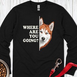 Red And White Husky Alert Long Sleeve Shirt Gift For Dog Lover
