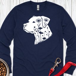Pitbull Flowers Long Sleeve Shirt Gift For Dog Lover