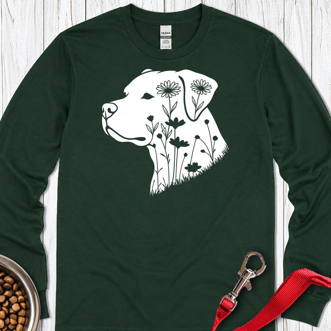 Pitbull Flowers Long Sleeve Shirt Gift For Dog Lover