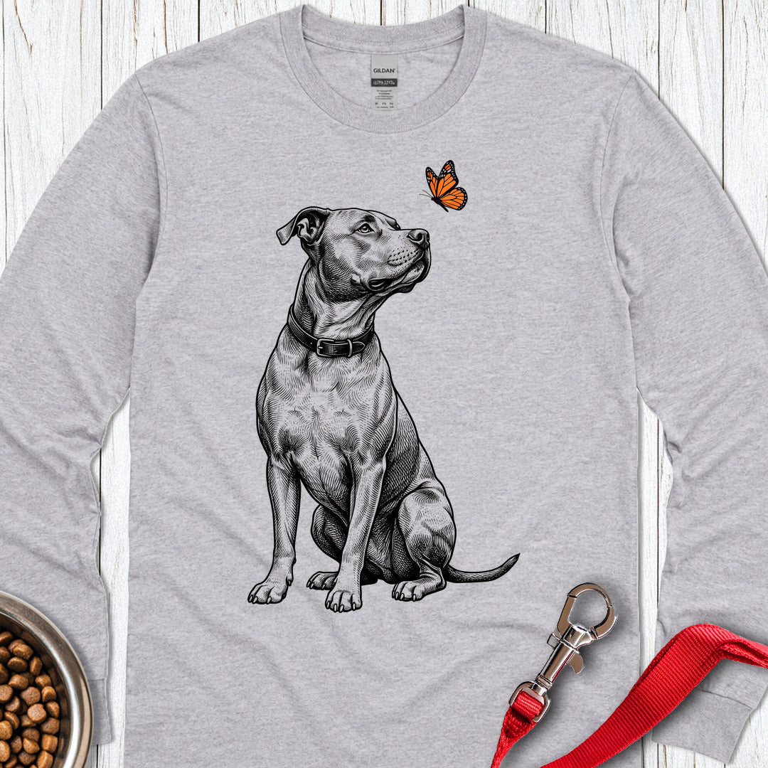 Pitbull Butterfly Long Sleeve Shirt Gift For Dog Lover