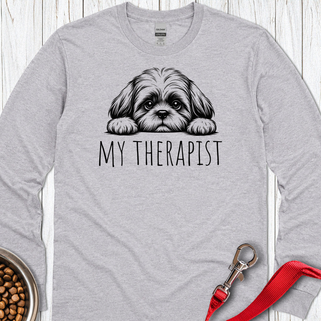 Shih Tzu My Therapist Long Sleeve Shirt Gift For Dog Lover
