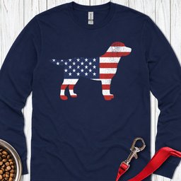 Labrador USA Flag Silhouette Long Sleeve Shirt Gift For Dog Lover