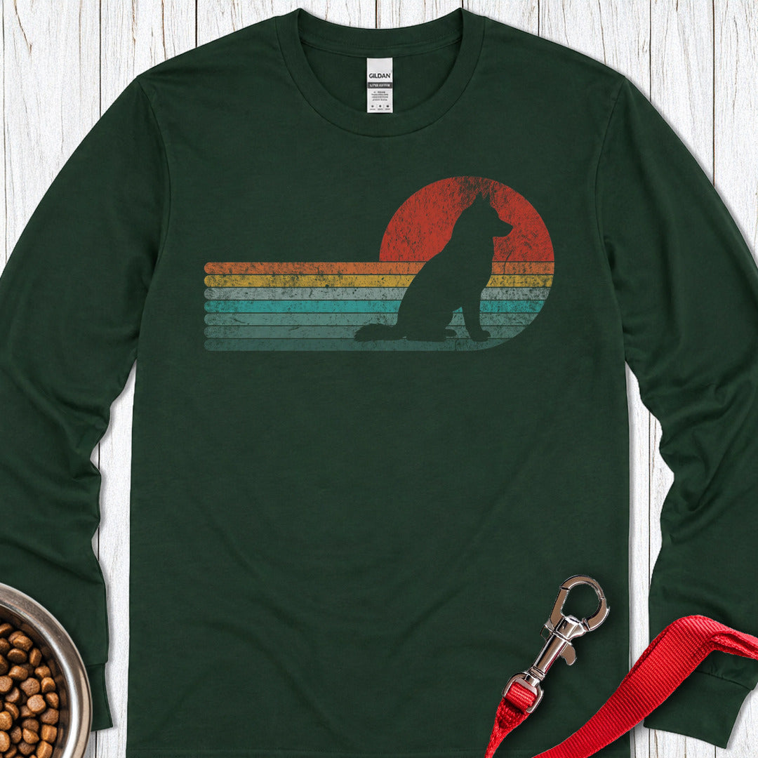 Retro Husky Long Sleeve Shirt Gift For Dog Lover