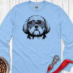 Shih Tzu Flag Shades Long Sleeve Shirt Gift For Dog Lover