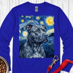 Pitbull Blue Van Gogh Long Sleeve Shirt Gift For Dog Lover