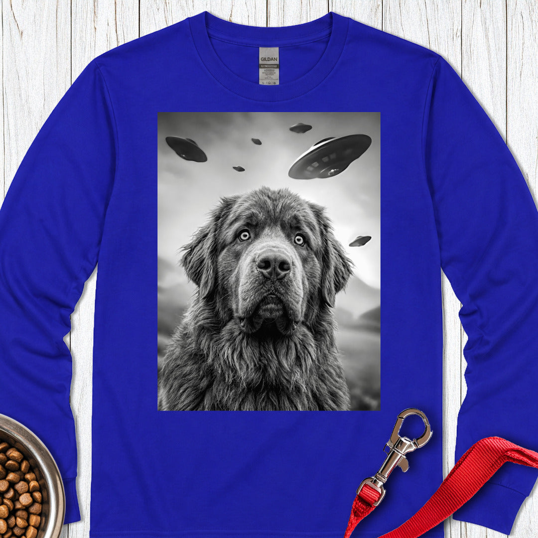 Newfoundland Ufo Long Sleeve Shirt Gift For Dog Lover