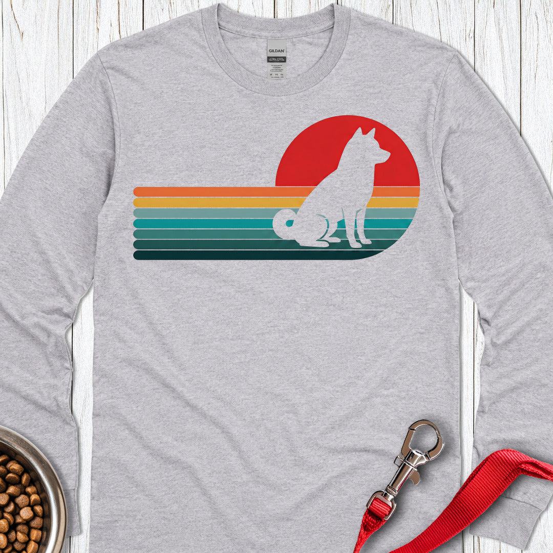 Shiba Inu Retro Sunset Long Sleeve Shirt Gift For Dog Lover