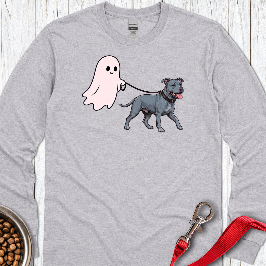Pitbull Blue Ghost Walk Long Sleeve Shirt Gift For Dog Lover