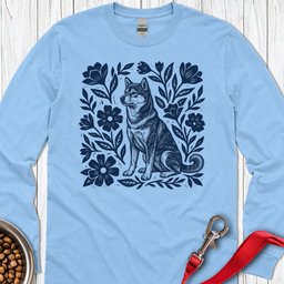 Shiba Inu Linocut Long Sleeve Shirt Gift For Dog Lover