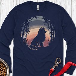 Shetland Sheepdog Forest Sunset Long Sleeve Shirt Gift For Dog Lover