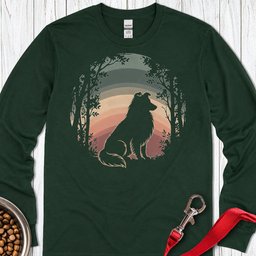 Shetland Sheepdog Forest Sunset Long Sleeve Shirt Gift For Dog Lover