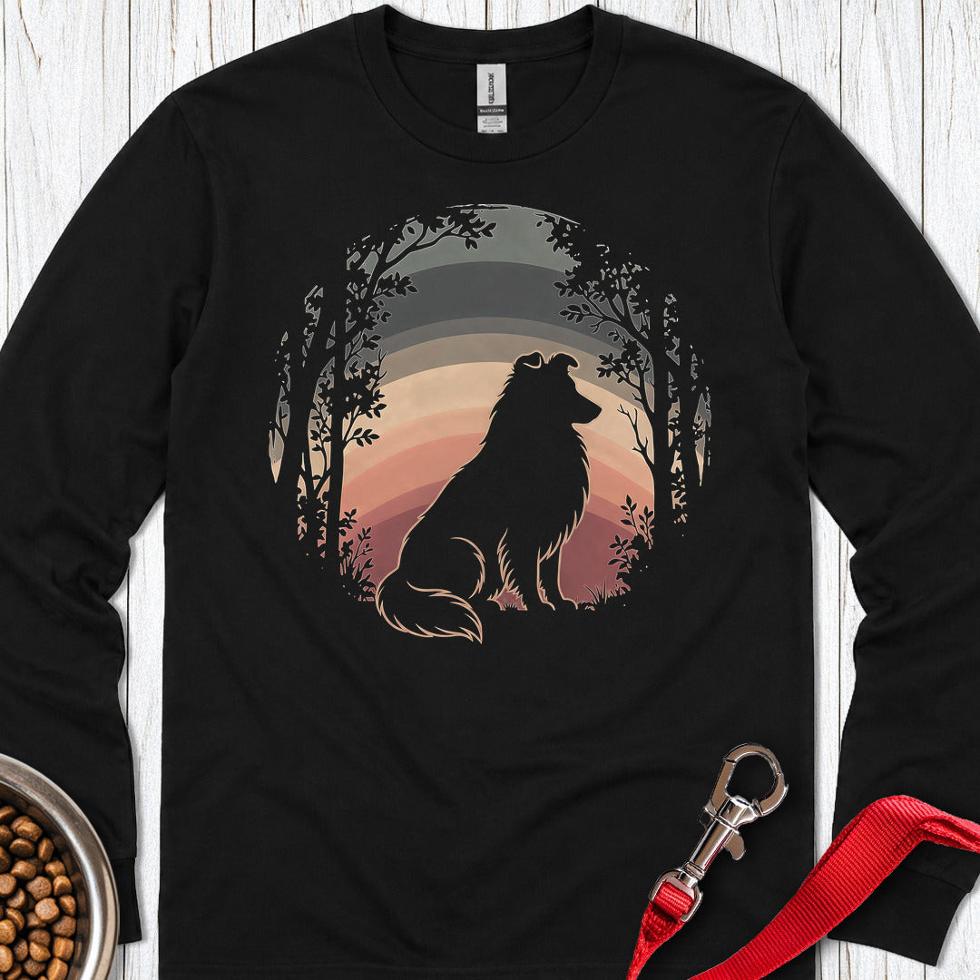 Shetland Sheepdog Forest Sunset Long Sleeve Shirt Gift For Dog Lover