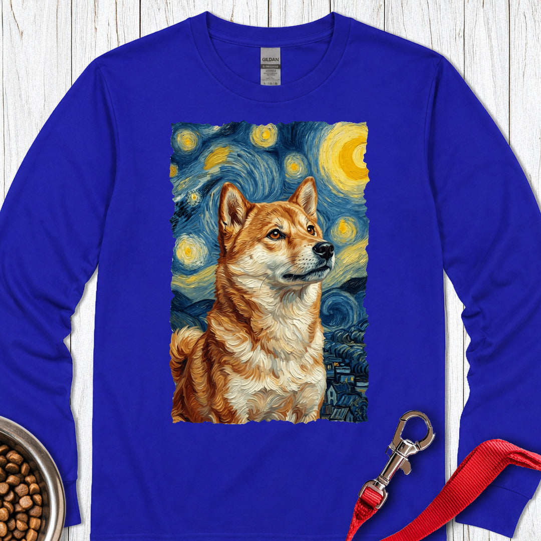 Shiba Inu Van Gogh Long Sleeve Shirt Gift For Dog Lover