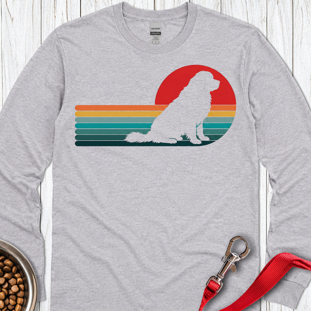 Newfoundland Retro Sunset Long Sleeve Shirt Gift For Dog Lover