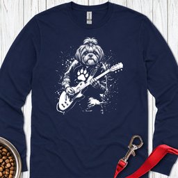Shih Tzu Guitar Long Sleeve Shirt Gift For Dog Lover