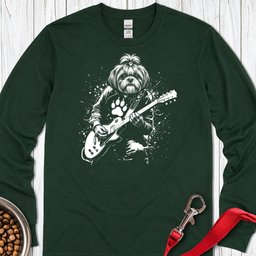 Shih Tzu Guitar Long Sleeve Shirt Gift For Dog Lover
