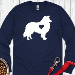 Shetland Sheepdog Heart Silhouette Long Sleeve Shirt Gift For Dog Lover