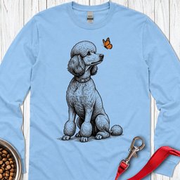 Standard Poodle Butterfly Long Sleeve Shirt Gift For Dog Lover