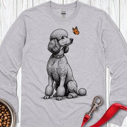 Standard Poodle Butterfly Long Sleeve Shirt Gift For Dog Lover