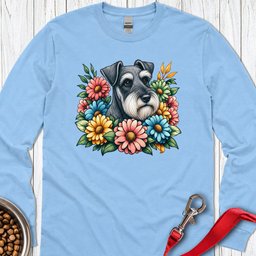 Schnauzer Floral Long Sleeve Shirt Gift For Dog Lover