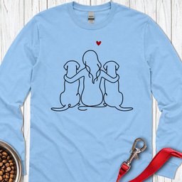 Two Labradors And Girl Long Sleeve Shirt Gift For Dog Lover