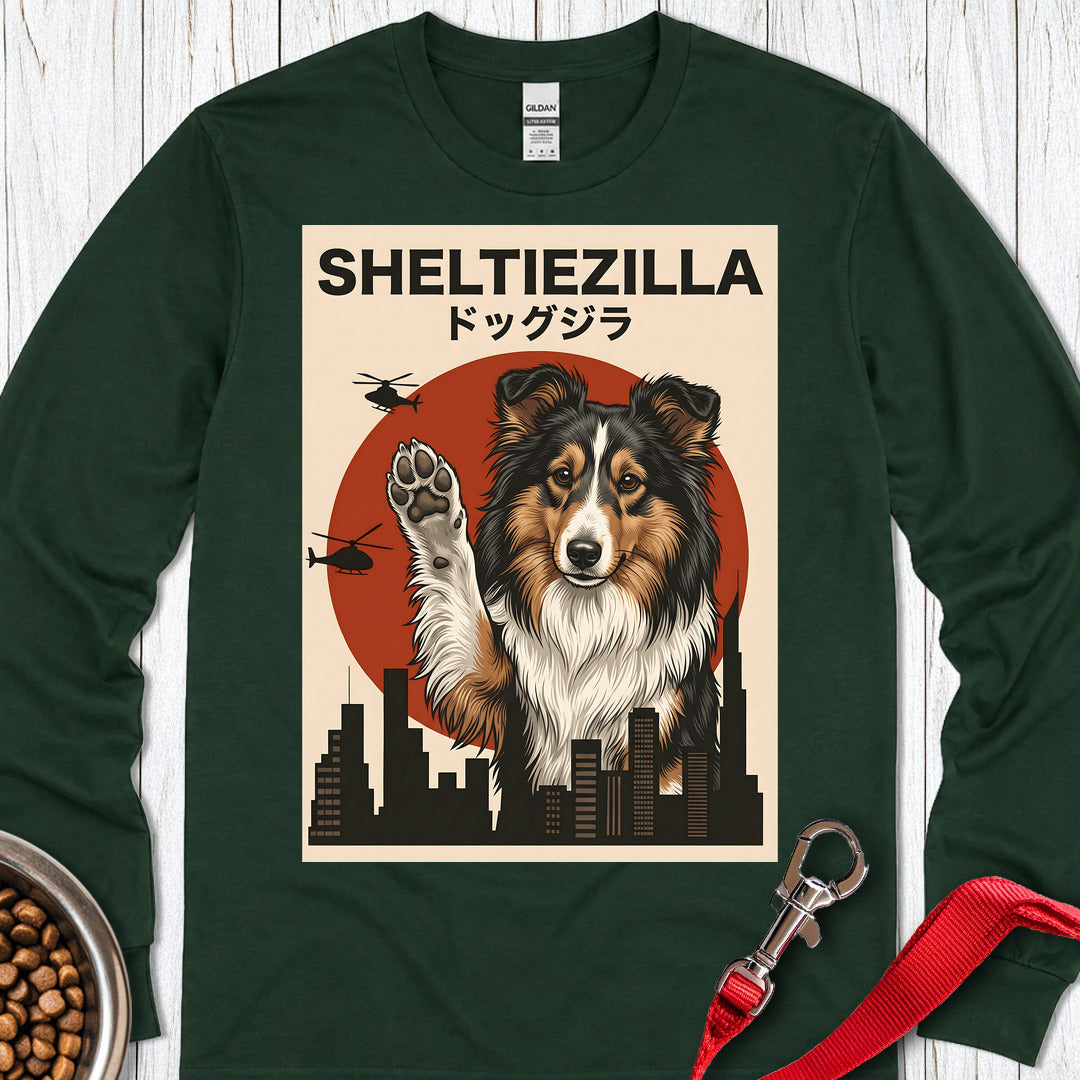 Shetland Sheepdog Sheltiezilla Long Sleeve Shirt Gift For Dog Lover