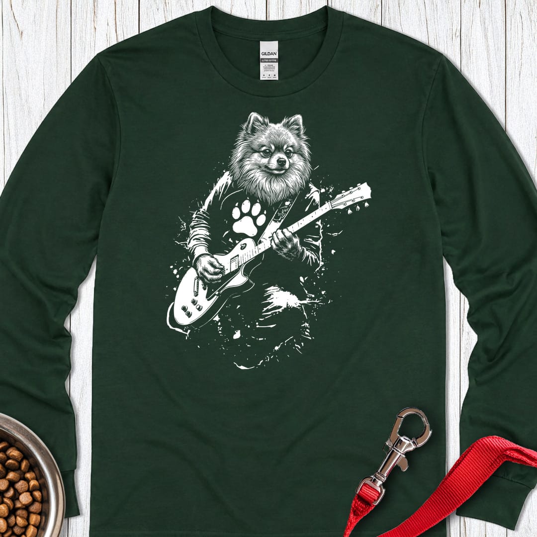 Pomeranian Guitar Long Sleeve Shirt Gift For Dog Lover