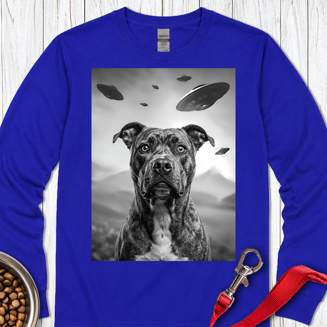 Pitbull Ufo Long Sleeve Shirt Gift For Dog Lover