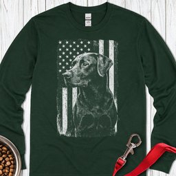 Labrador USA Flag Long Sleeve Shirt Gift For Dog Lover