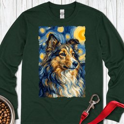 Shetland Sheepdog Van Gogh Long Sleeve Shirt Gift For Dog Lover