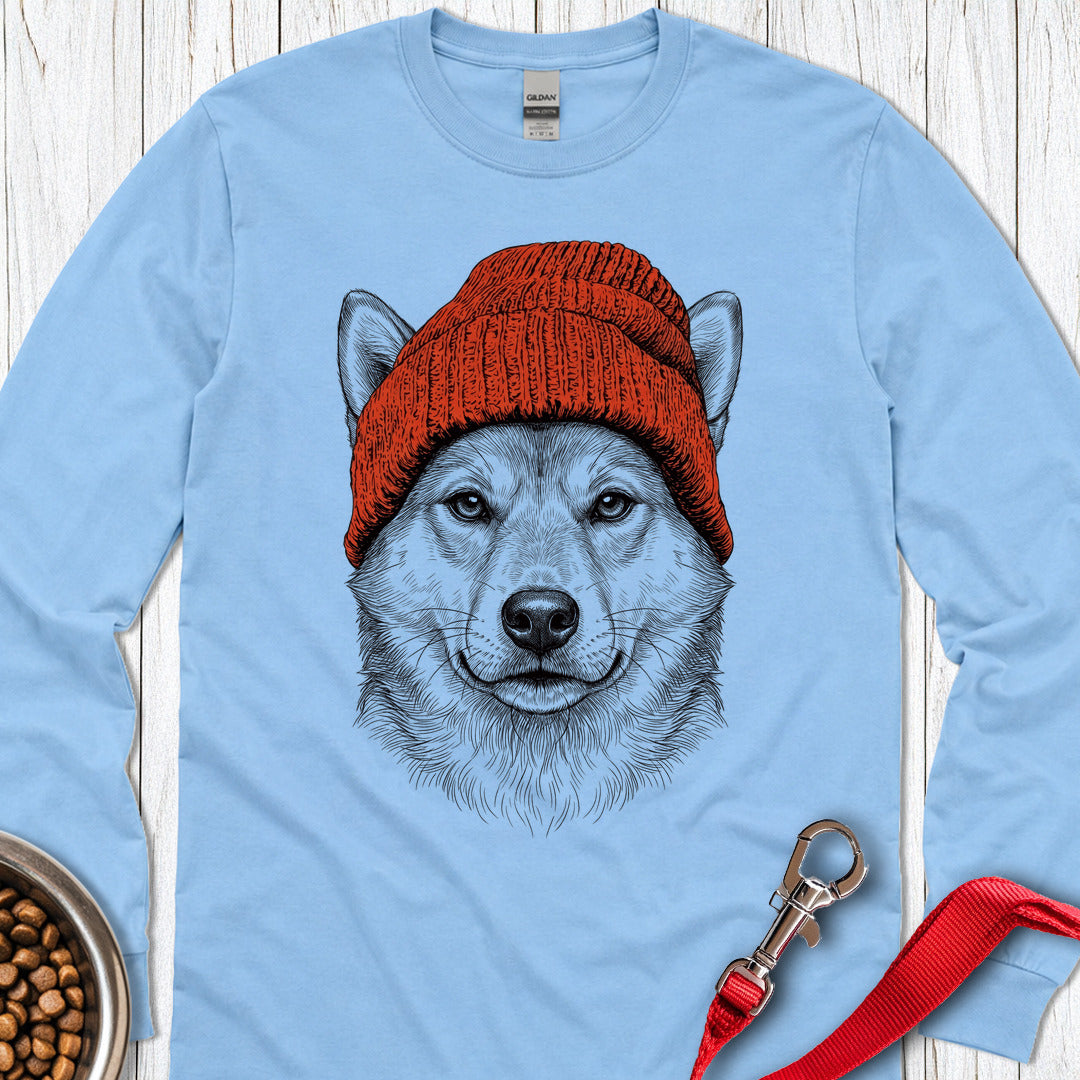 Shiba Beanie Long Sleeve Shirt Gift For Dog Lover