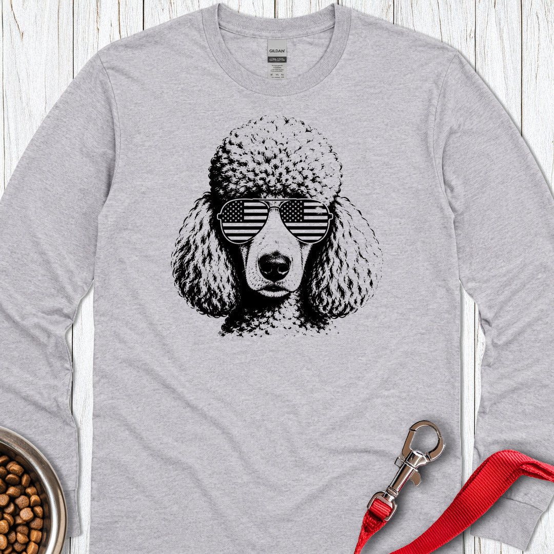 Standard Poodle Flag Shades Long Sleeve Shirt Gift For Dog Lover