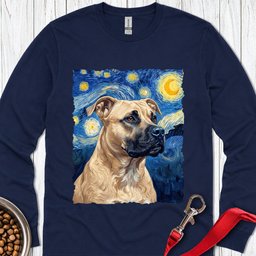 Pitbull Fawn Van Gogh Long Sleeve Shirt Gift For Dog Lover