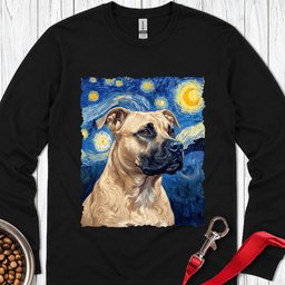 Pitbull Fawn Van Gogh Long Sleeve Shirt Gift For Dog Lover