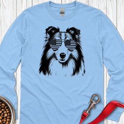 Shetland Sheepdog Flag Shades Long Sleeve Shirt Gift For Dog Lover